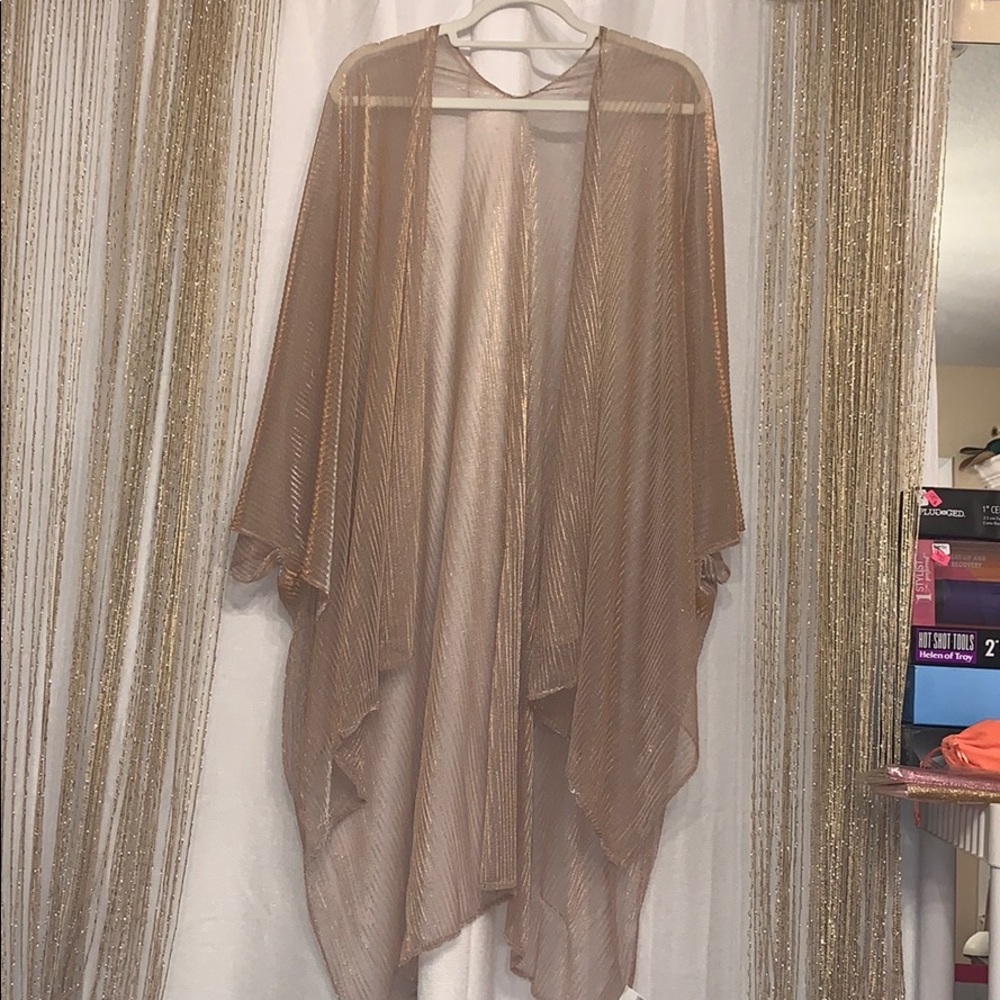 NWT: SHEER SHIMMER KIMONO - ROSE GOLD